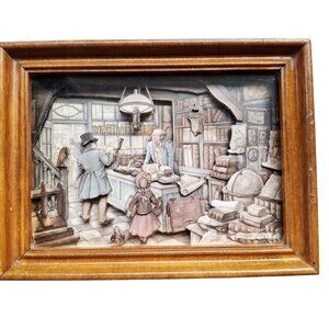 Anton Pieck 3D Framed Artwork Wooden Shadow Box With Vintage Scene & Decorative